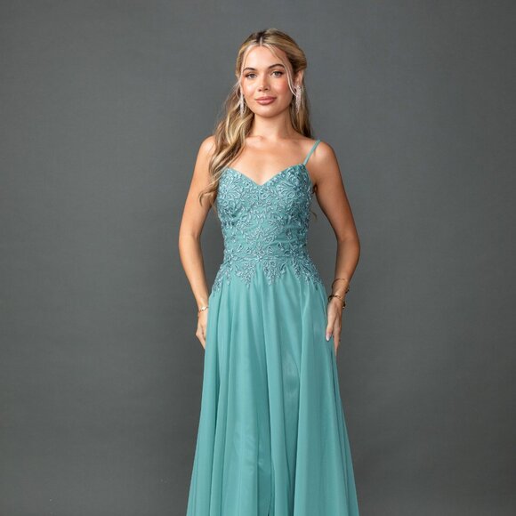 New A-Line Chiffon Mother Of Bride Dress w/ Lace Embroidery & Bolero DQ 4542 - Picture 3 of 9